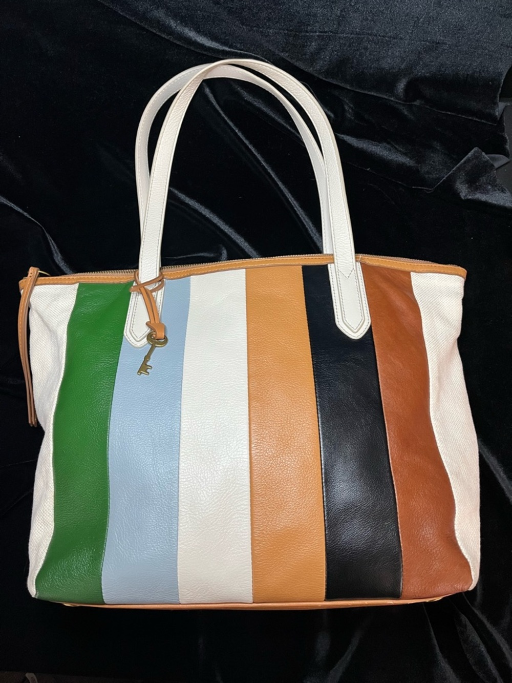 Fossil Sydney Litehide Leather Patchwork Tote - image 1